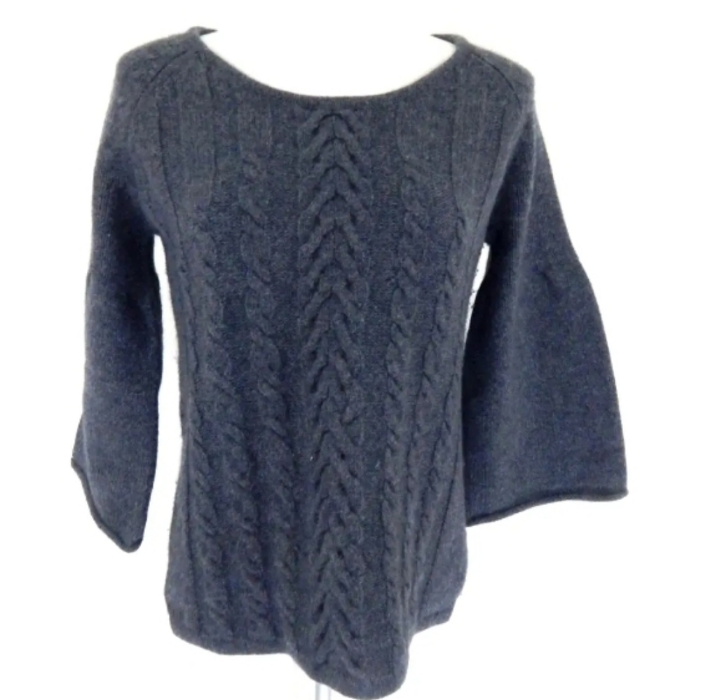 Garnet Hill Bell Sleeve Cable Knit Sweater